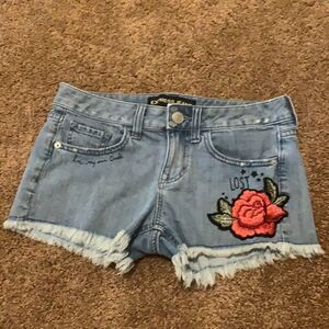 Express embroidered denim shorts
